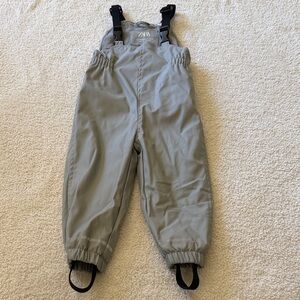 Zara Kids Light Gray Snow Overalls with Black Straps